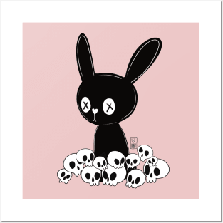 bunny cute rabbit skeleton goth harajuku Posters and Art